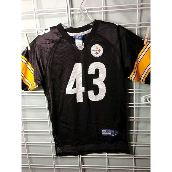 NFL Shirt Size Youth Large Polamalu Jersey Pittsburgh Steelers Black Yellow - Picture 1 of 7